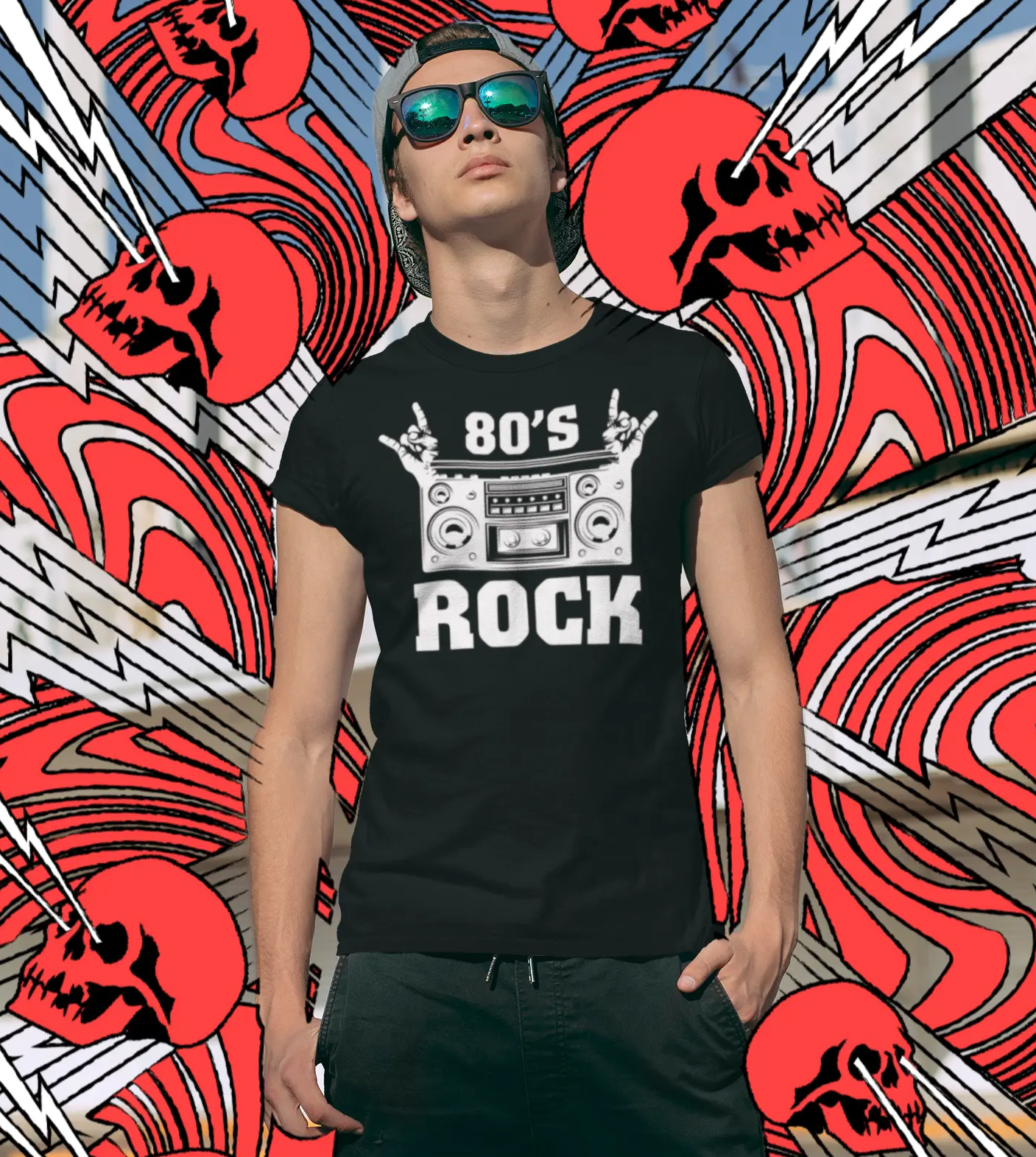 "80s Rock" - Motiv-Shirt - T-Shirt Kurzarm Premium 190g bis 5XL Print-4-DJs