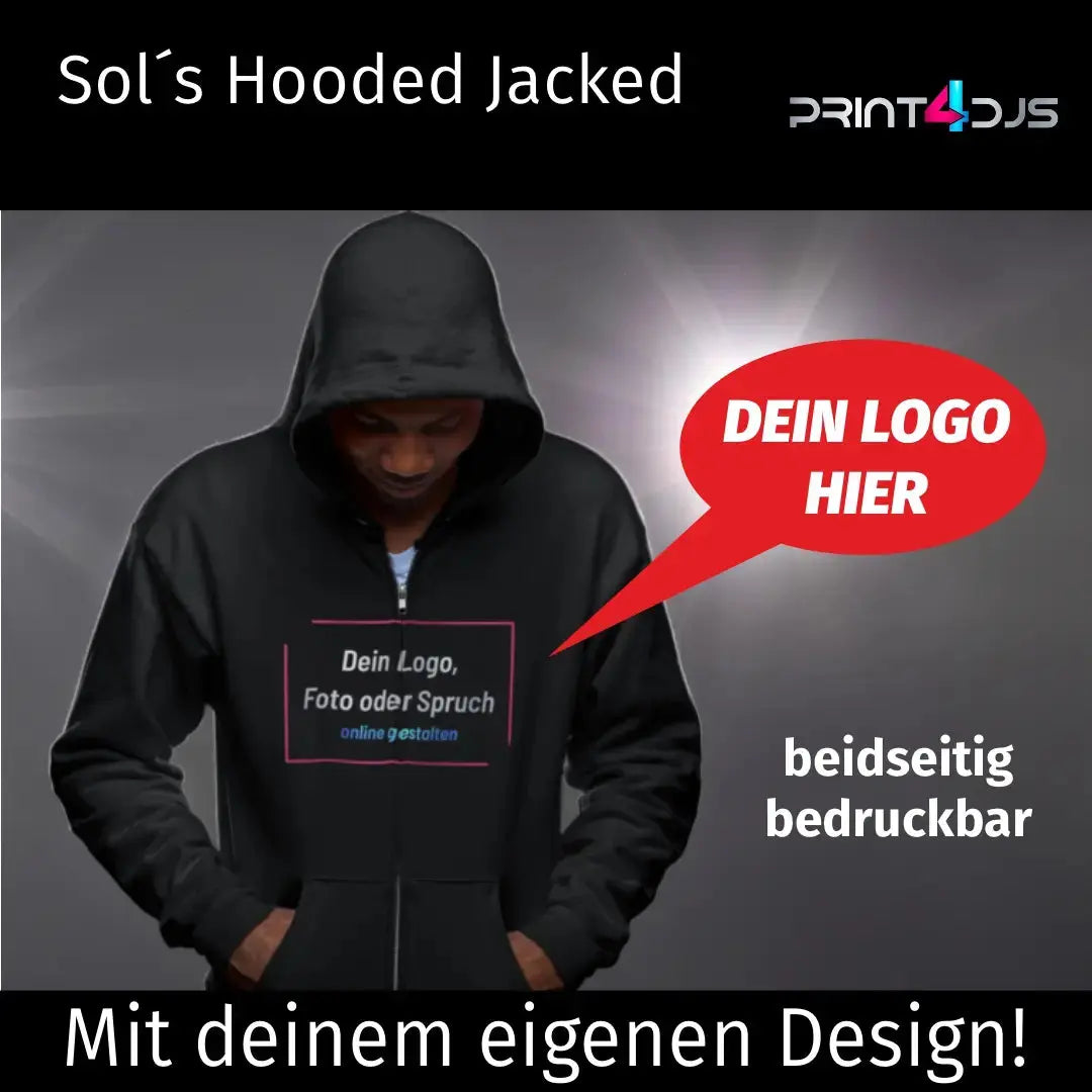 Hooded Jacked mit Deinem Motiv bis 3XL - 5 Farben - Sols Stone Print-4-DJs
