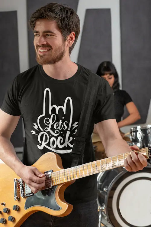 LET´S ROCK - Motiv-Shirt - 3 Farben - T-Shirt Kurzarm Premium 190g bis 5XL Print-4-DJs