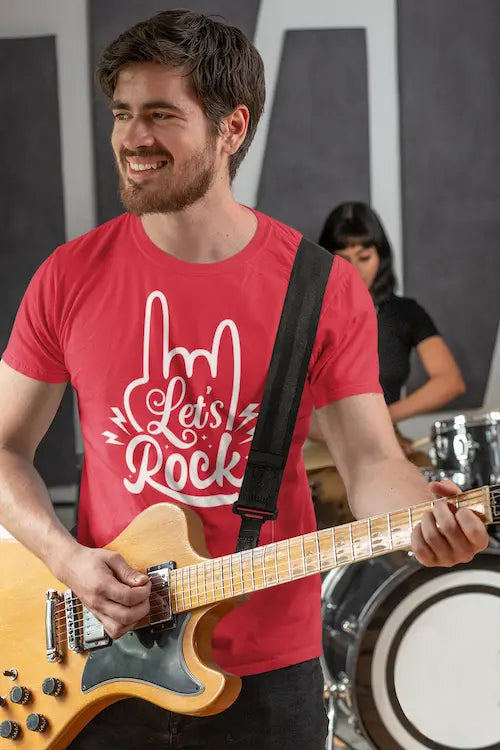 LET´S ROCK - Motiv-Shirt - 3 Farben - T-Shirt Kurzarm Premium 190g bis 5XL Print-4-DJs