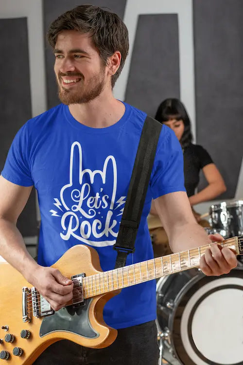 LET´S ROCK - Motiv-Shirt - 3 Farben - T-Shirt Kurzarm Premium 190g bis 5XL Print-4-DJs