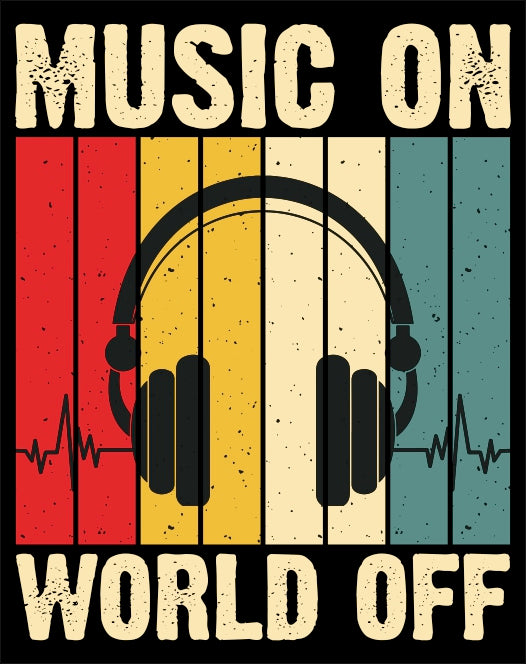 MUSIC ON WORLD OFF" - 3-Farben - Motiv-Shirt - T-Shirt Kurzarm Premium 190g bis 5XL Print-4-DJs