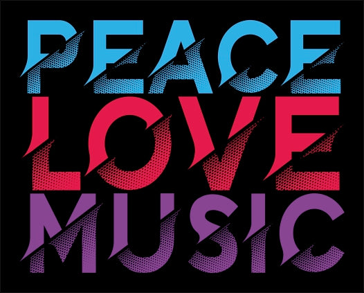 "LOVE PEACE MUSIC" - Motiv-Shirt - T-Shirt Kurzarm Premium 190g bis 5XL Print-4-DJs