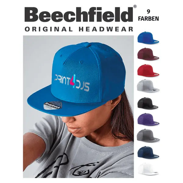 Snapback - Rapper Cap mit individuellem Druck - 9 Farben - Beechfield 5 Panel Print-4-DJs