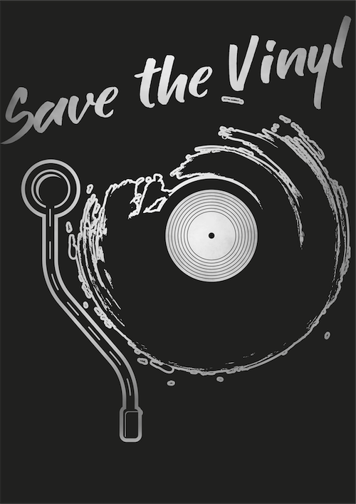 "SAVE THE VINYL" - 3-Farben - Motiv-Shirt - T-Shirt Kurzarm Premium 190g bis 5XL Print-4-DJs