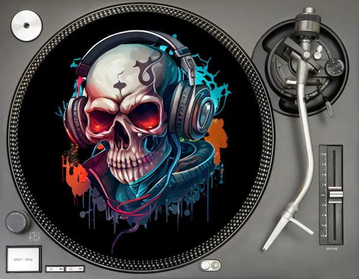 Slipmat "DJ SKULL" ! 6 MOTIVE ! - Filzmat - 2 Farben Print-4-DJs