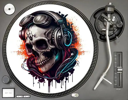 Slipmat "DJ SKULL" ! 6 MOTIVE ! - Filzmat - 2 Farben Print-4-DJs