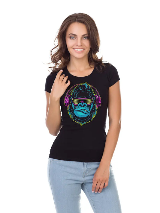 Monkey DJane - Lady -T - T-Shirt Kurzarm Premium 190g bis 3XL Print-4-DJs