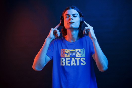 "BEATS" - 3-Farben - Motiv-Shirt  - T-Shirt Kurzarm Premium 190g bis 5XL Print-4-DJs