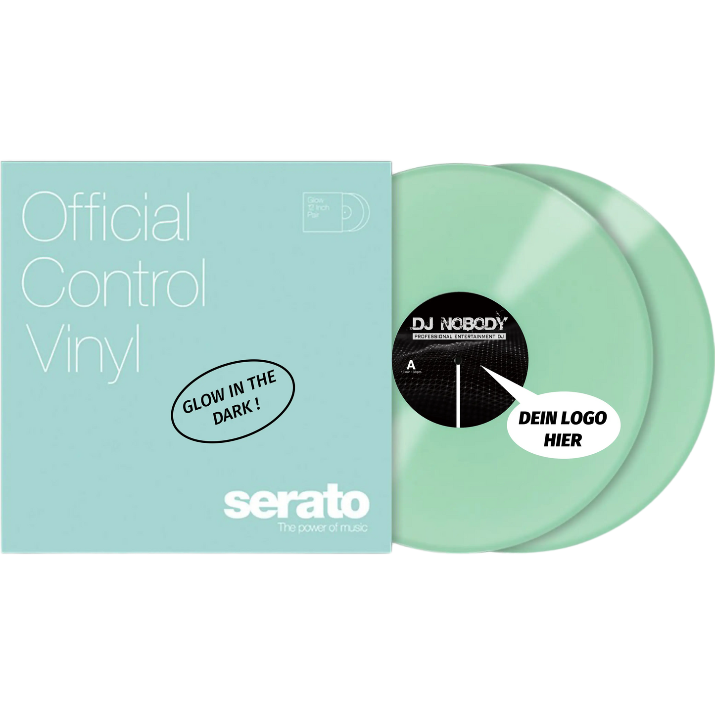 Serato 2x12" Control Vinyl glow in the dark mit eigenem Label Print-4-DJs