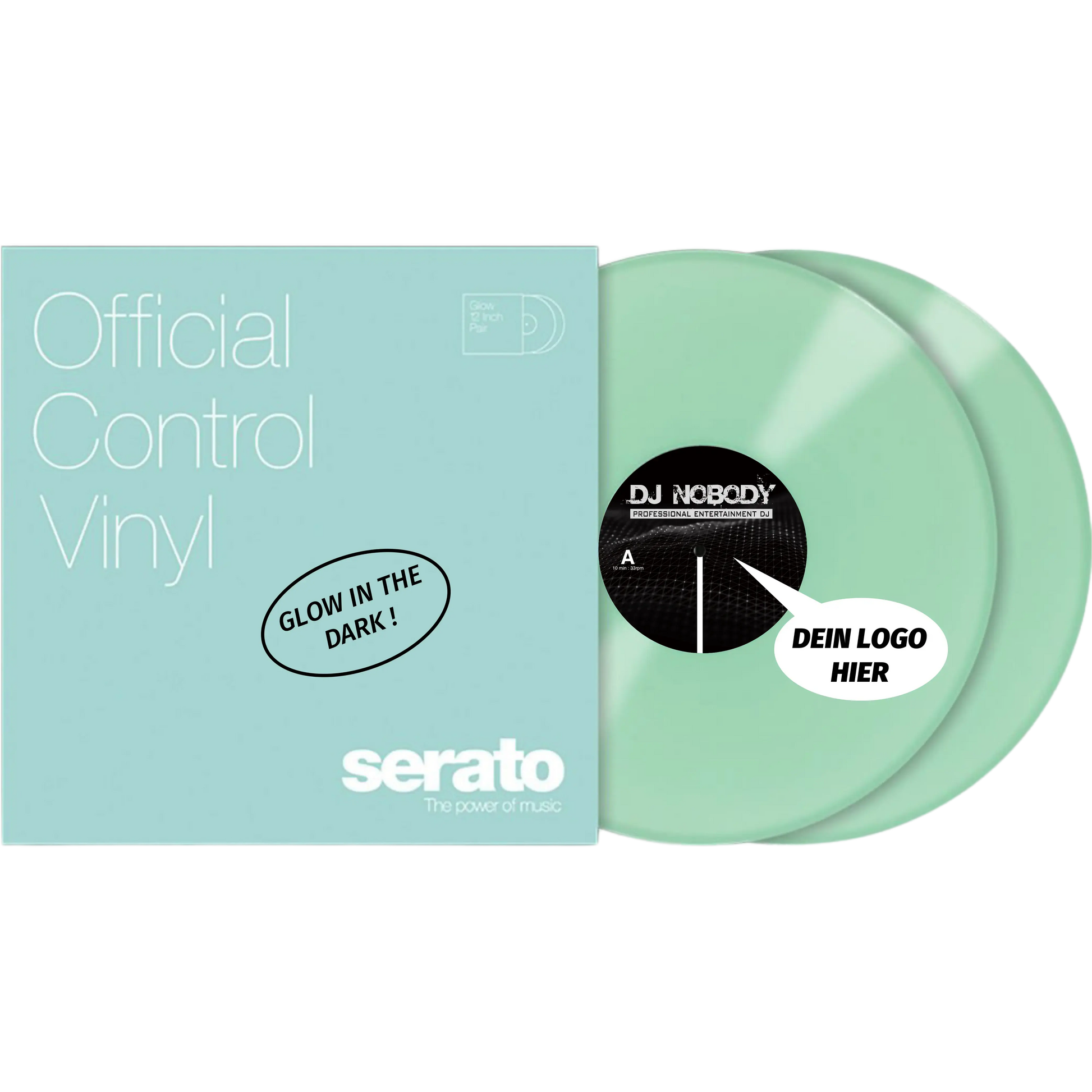 Serato 2x12" Control Vinyl glow in the dark mit eigenem Label Print-4-DJs