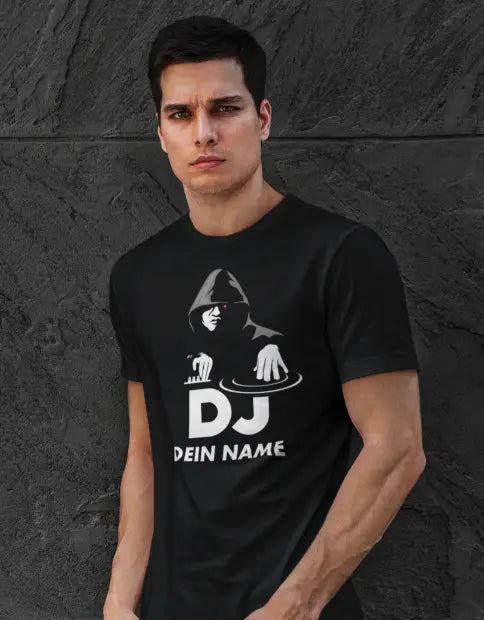 Hooded DJ - T-Shirt kurzarm schwarz bis 5XL personalisierbar Print-4-DJs