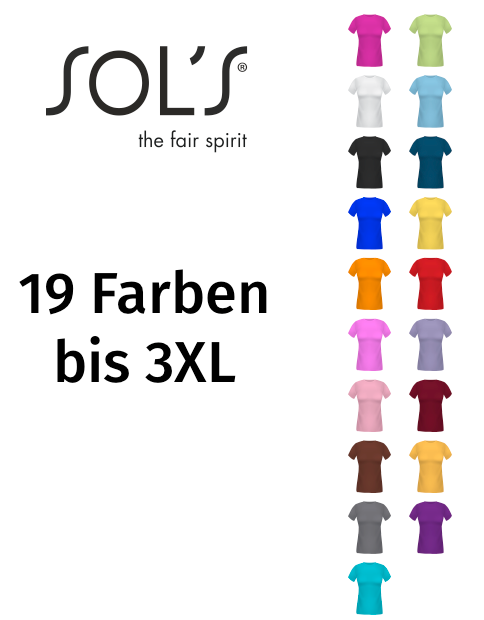 Lady T-Shirt Kurzarm Premium 190g bis 3XL - 19 Farben Print-4-DJs