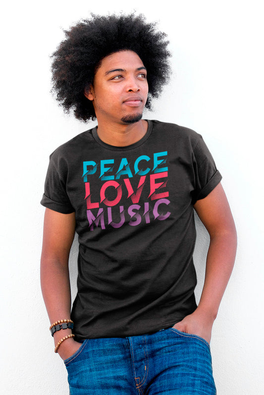 "LOVE PEACE MUSIC" - Motiv-Shirt  - T-Shirt Kurzarm Premium 190g bis 5XL Print-4-DJs