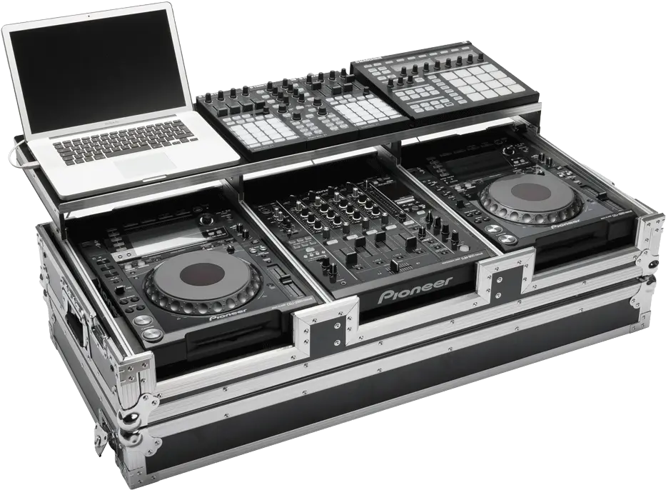 Flightcase Multi-Format Workstation Player-Mixer-Set Print-4-DJs