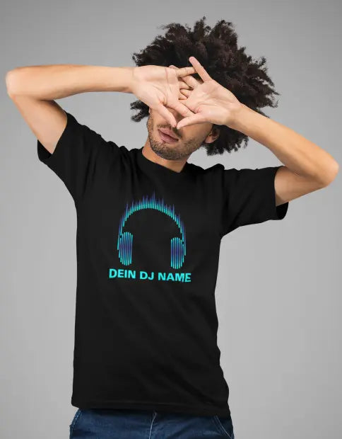 Headphone Musicbar - T-Shirt kurzarm schwarz bis 5XL personalisierbar Print-4-DJs
