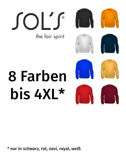 Sweat-Shirt mit Deinem Motiv bis 4XL - 8 Farben - Sols New Supreme Print-4-DJs