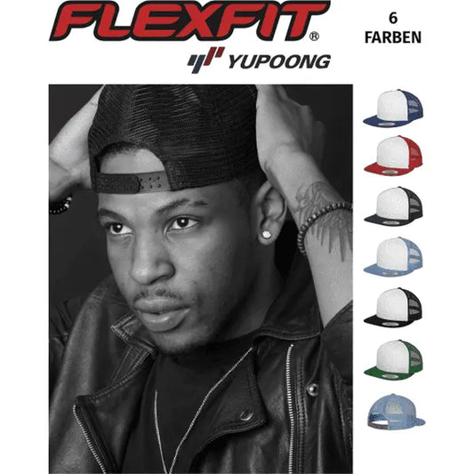 Mesh Cap - Trucker Cap mit individuellem Druck - 9 Farben - Flexfit 5 Panel Print-4-DJs