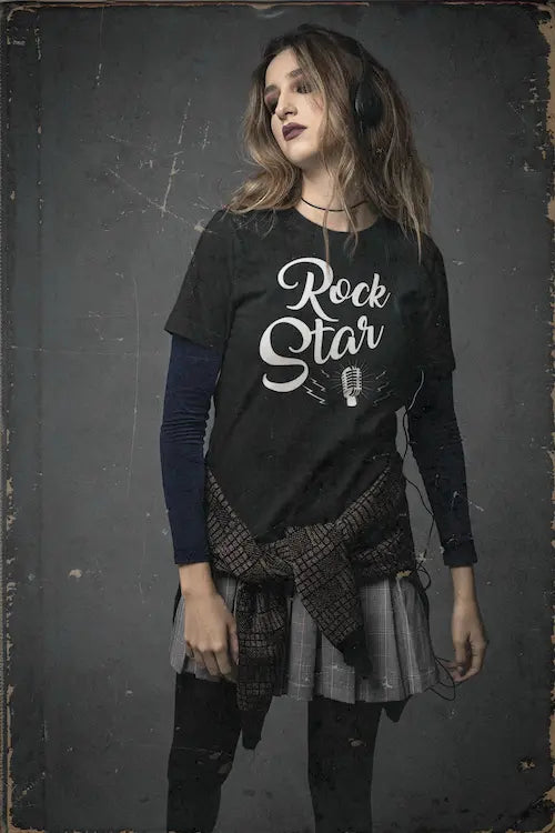 Rockstar - Lady -T - T-Shirt Kurzarm Premium 190g bis 3XL Print-4-DJs