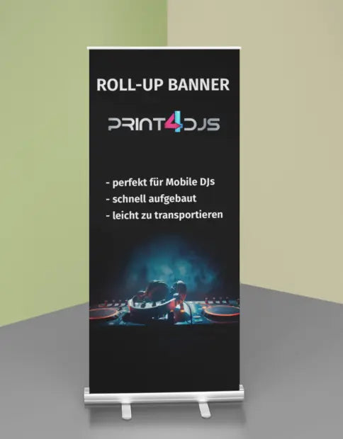 Roll-Up-Display: "Budget" 85 cm x 200 cm Print-4-DJs