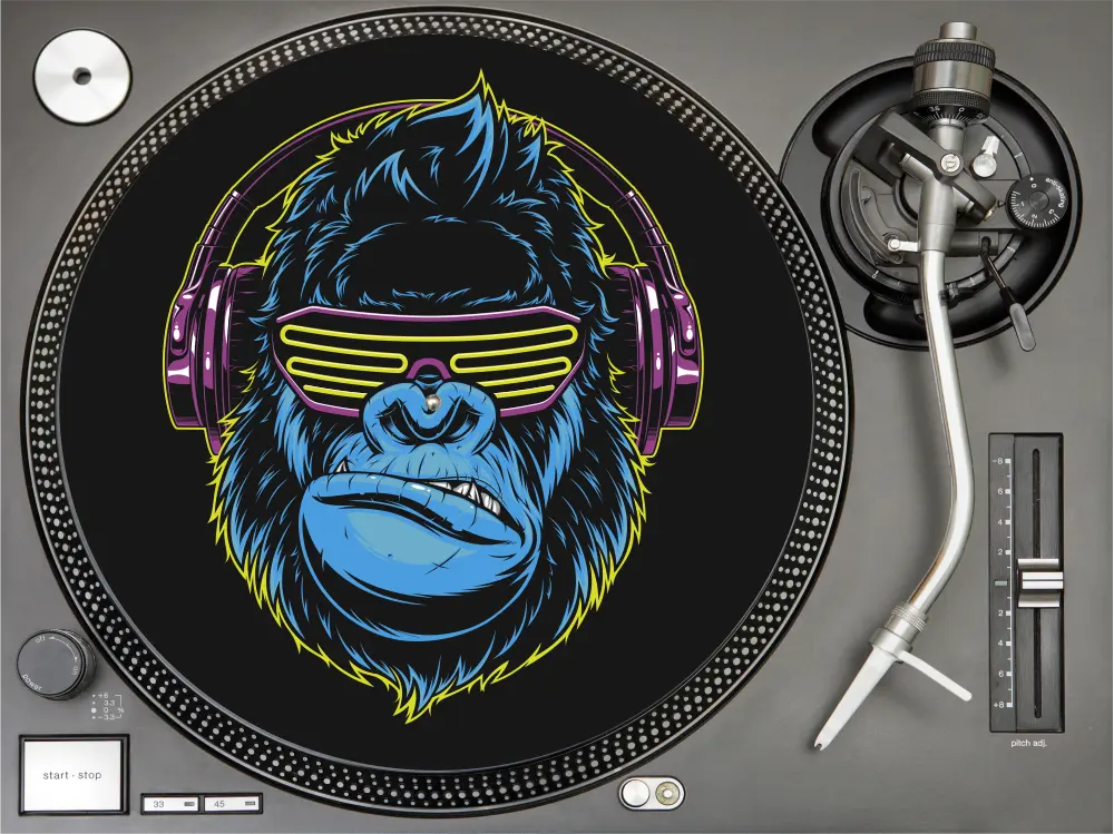 Slipmat DJ Monkey - Filzmat Print-4-DJs