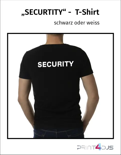Security T-Shirt - Kurzarm Premium 190g bis 5XL - 2 Farben - Sols Imperial T Print-4-DJs